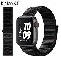 KMaxAI 开美智 适用苹果手表表带S9/Ultra尼龙编织运动手表带 多巴胺APPLE Watch8/SE/7/6/4/2代 黑色41/40/38mm