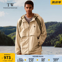 Teenie Weenie Men小熊男装撞色连帽夹克男2024夏季新款时尚休闲外套 卡其色 175/L