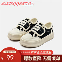 Kappa Kids卡帕魔术贴儿童板鞋春秋帆布鞋透气男女童软底休闲鞋子