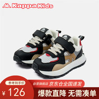 Kappa Kids卡帕魔术贴儿童鞋阿甘鞋男女童轻便休闲运动老爹跑鞋子黑色28码