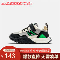 Kappa Kids卡帕男女童运动鞋夏潮流百搭时尚儿童休闲鞋魔术贴童鞋黑绿29码