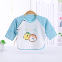 婧麒(JOYNCLEON)新生婴儿半背衣夏季薄款纯棉上衣0一3月初生宝宝夏装衣服睡衣 好事橙双蓝色 52