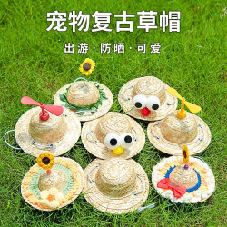 雪狮 宠物草帽春夏季外出拍照卖萌小型犬小猫小狗可爱竹蜻蜓时尚网红帽