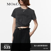 MO&Co.2024夏拆洗贴布绣SLOGAN脏染短袖正肩T恤MBD2TEE012 深鸥灰色 M/165