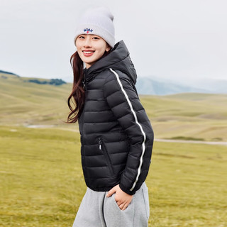 雪中飞 SNOWFLYING【反季清仓】秋冬休闲轻薄舒适撞色织带趣味拉链女士短款羽绒服