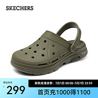 SKECHERS 斯凯奇 男鞋2024年夏季休闲洞洞鞋轻质舒适外穿沙滩鞋243019 橄榄绿/OLV 41