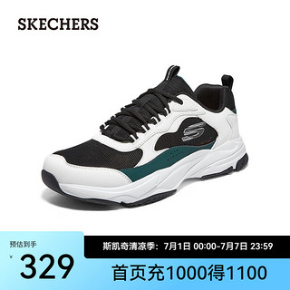 斯凯奇（Skechers）男鞋夏季运动休闲鞋复古老爹鞋子透气软底网面鞋8790191 白色/绿色/WGRN 40