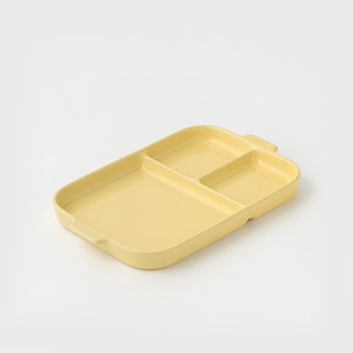 無印良品 MUJI（無印良品 ）  炻瓷 分格餐盘 大 餐具 家用 浅黄色 长25*宽18cm