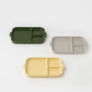 無印良品 MUJI（無印良品 ）  炻瓷 分格餐盘 大 餐具 家用 浅黄色 长25*宽18cm