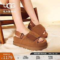 UGG夏季女士厚底纯色露趾可调式束带凉鞋 1152652 CHE|栗色 39