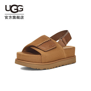 UGG夏季女士厚底纯色露趾可调式束带凉鞋 1152652 CHE|栗色 36