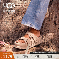 UGG夏季女士纯色厚底露趾可调式束带凉拖 1155458 SAN|沙色 39