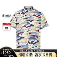 保罗史密斯男士PS休闲版型平原卡通图案短袖衬衫灰白色XL