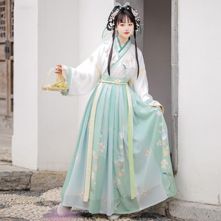 飚阁新中式女装汉服成人女中国风套装【四时春】魏晋夏季 里衣+外衣+裙子 均码