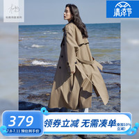 对白【杜鹃同款】经典廓形中长款风衣女2024气质宽松早春外套 浅摩卡 XL