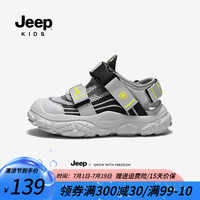 Jeep吉普童鞋儿童凉鞋男童夏季软底运动沙滩鞋2024新款防滑中大童凉拖 纳多灰 27码 鞋内长约17.7cm