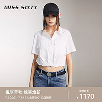 MISS SIXTY2024秋季短袖衬衫女正肩短款上衣收腰设计感工装风 白色 XS