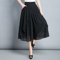 莱姆斯丁 高腰雪纺透气 黑色裤裙 XL 女士休闲裤