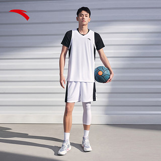 安踏（ANTA）篮球比赛训练套装夏季背心短裤透气球服两件套152451214 纯净白/基础黑-1 M/男170