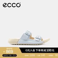 爱步（ECCO）拖鞋女 夏季凉拖鞋搭扣设计外穿时尚勃肯鞋 科摩206833 天空蓝20683304696 38