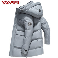 YAYA鸭鸭羽绒服男中长款2021年冬季连帽时尚商务休闲保暖加厚外套G 熟铁灰色 175