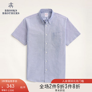 布克兄弟（BrooksBrothers）男士24春夏牛津纺口袋短袖休闲衬衫 4003-蓝色 M