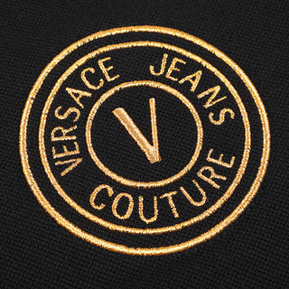 VERSACE JEANS COUTURE范思哲短袖POLO衫男装春夏棉质刺绣翻领短袖t恤 黑色 XL