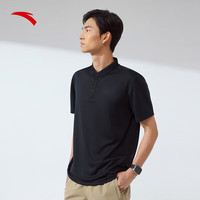 ANTA安踏型动POLO衫丨翻领短袖夏季商务男士T恤透气上衣挺括运动体恤 基础黑-5 2XL(男185)