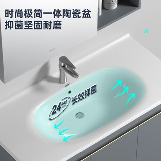 箭牌（ARROW）浴室柜实木洗手盆柜洗漱台脸盆柜一体陶瓷盆防潮浴室柜 雪松灰 80cm 【含龙头】 雪松灰80cm【含龙头】