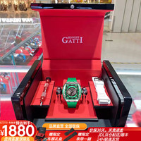 布加迪（BONEST GATTI）德国手表男机械表全自动镂空防水夜光酒桶男士腕表 BG5602-A3银壳绿面绿胶带