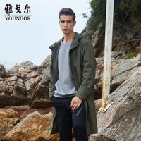 雅戈尔风衣秋季商务休闲带帽长款夹克外套男GYDF444991QQA