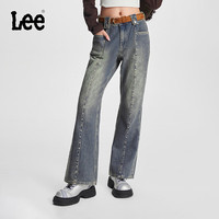 Lee 李 女士舒适低腰喇叭铆钉设计中蓝色牛仔裤 LWB008948205 中蓝色 27