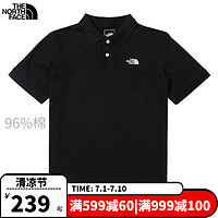 THE NORTH FACE 北面 POLO衫男装2024春夏新款运动服时尚透气舒适T恤短袖 JK3/黑色/两粒纽扣 M/170