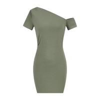 URBAN REVIVO 女士辣妹不对称露肩修身显瘦连衣裙 UWG740137 灰绿 S