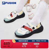 FILA FUSION斐乐潮牌玛丽珍凉鞋女鞋2024夏凉拖魔术贴海螺沙滩鞋 雪白/港灰绿-D-SH 37.5