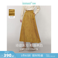 茵曼（INMAN）新中式流苏吊坠马面裙2024夏秋季女装宫廷A字国风半身裙子 深卡其 M