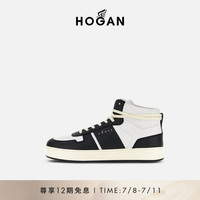 HOGAN男鞋2024H-TV系列H668时尚复古厚底高帮运动休闲鞋 黑/白 40.5