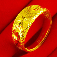 千影珠宝黄金戒指9999足金实心素圈男女款真金指环活口结婚首饰 约4.29-4.6g(含工费28)