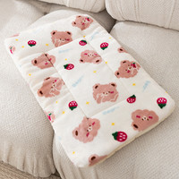 嬉皮狗(hipidog)宠物毛毯卡通满印法兰绒泰迪狗狗垫子猫咪垫被子四季通用宠物用品 弥雅白草莓熊 S(体重6斤内)