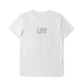 Lee 李 夏季舒适版圆领Logo字母印花设计白色男短袖T恤休闲