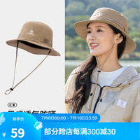 骆驼 CAMEL户外夏季渔夫帽女2024春夏徒步旅游防晒盆帽可调节帽围男 卡其 174BP10002
