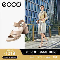 爱步（ECCO）凉鞋女 2024年夏季交叉带粗跟凉鞋通勤高跟鞋 雕塑奢华222893 裸色22289301084 39