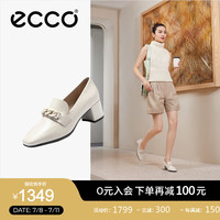 爱步(ECCO)高跟单鞋女 24年夏季新款职场通勤方头链条软底皮鞋 型塑290913