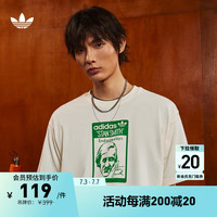 adidas简约印花运动上衣圆领短袖T恤男装夏季阿迪达斯三叶草 白色 M