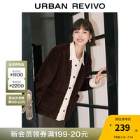 UR秋冬女装时尚设计感慵懒风拼接翻领休闲外套UWL830079 熟褐色