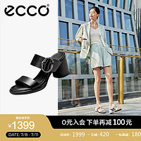 爱步（ECCO）高跟凉鞋女 2024年夏季一字带粗跟厚底凉鞋 雕塑奢华222873 黑色22287301001 39