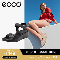 爱步（ECCO）凉鞋女 夏季高跟外穿凉鞋坡跟一字带厚底凉鞋女 柔畅273303 黑色27330351052 38