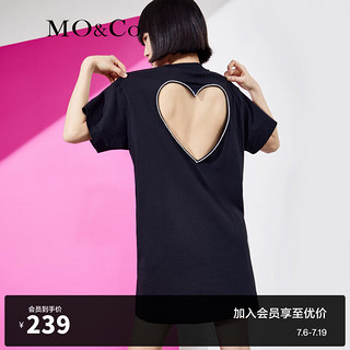 MO&Co.夏爱心露背连衣裙棉质小众设计高级感MBB2DRS023 黑色 M/165