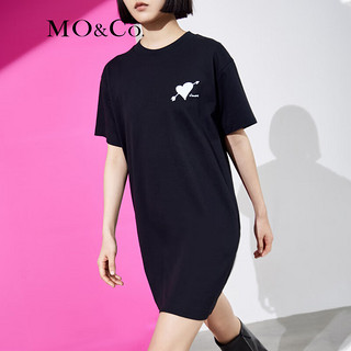 MO&Co.夏爱心露背连衣裙棉质小众设计高级感MBB2DRS023 黑色 M/165