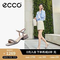 爱步（ECCO）女凉鞋 坡跟方头一字带休闲百搭凉鞋  塑雅系列291383 灰粉色38 灰粉色29138301386